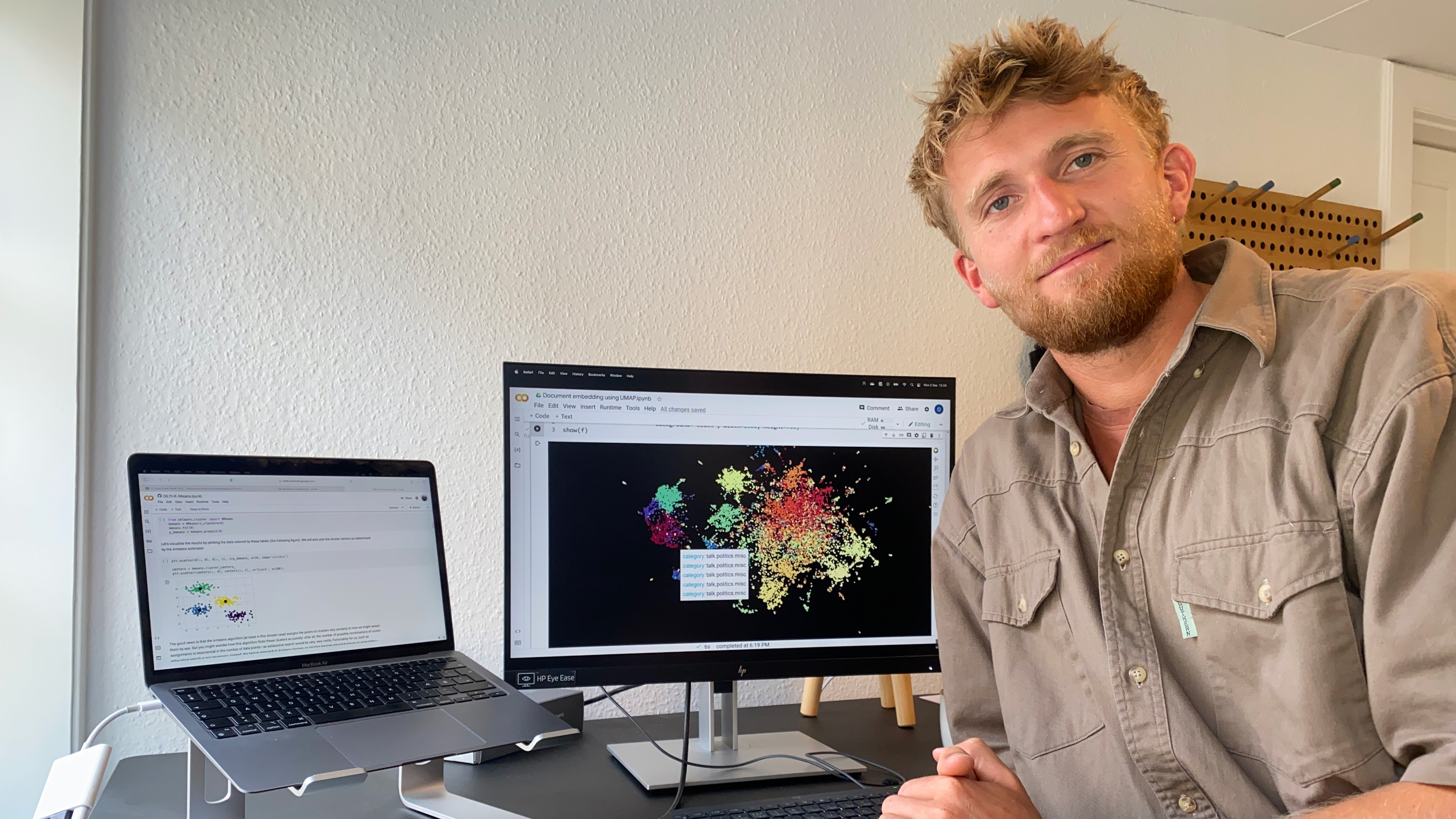 Holger Enevoldsen og makkeren Frederik Emil Andersen har i deres speciale brugt kunstig intelligens til at analysere ESG-rapporter. Med machine learning er der fundet en række klare grupperinger af virksomhedernes. Privatfoto.